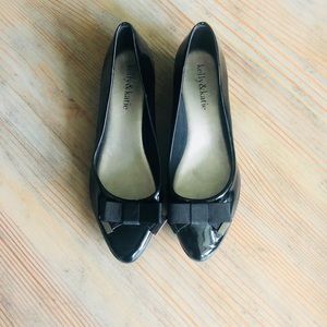 Black Paton Leather Wedge Heels